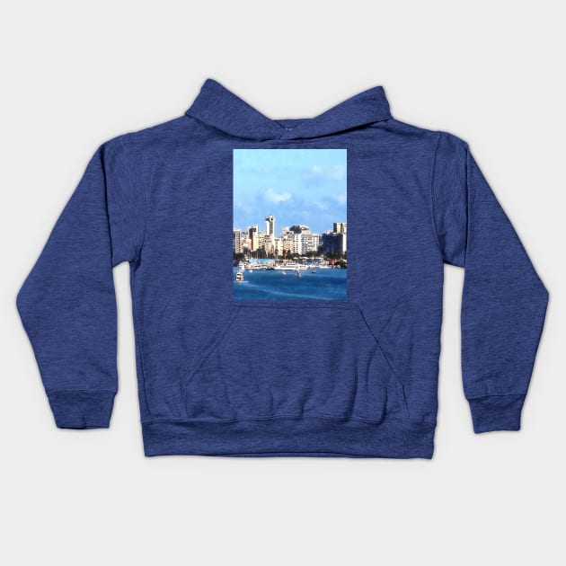 Caribbean - San Juan Skyline Kids Hoodie by SusanSavad